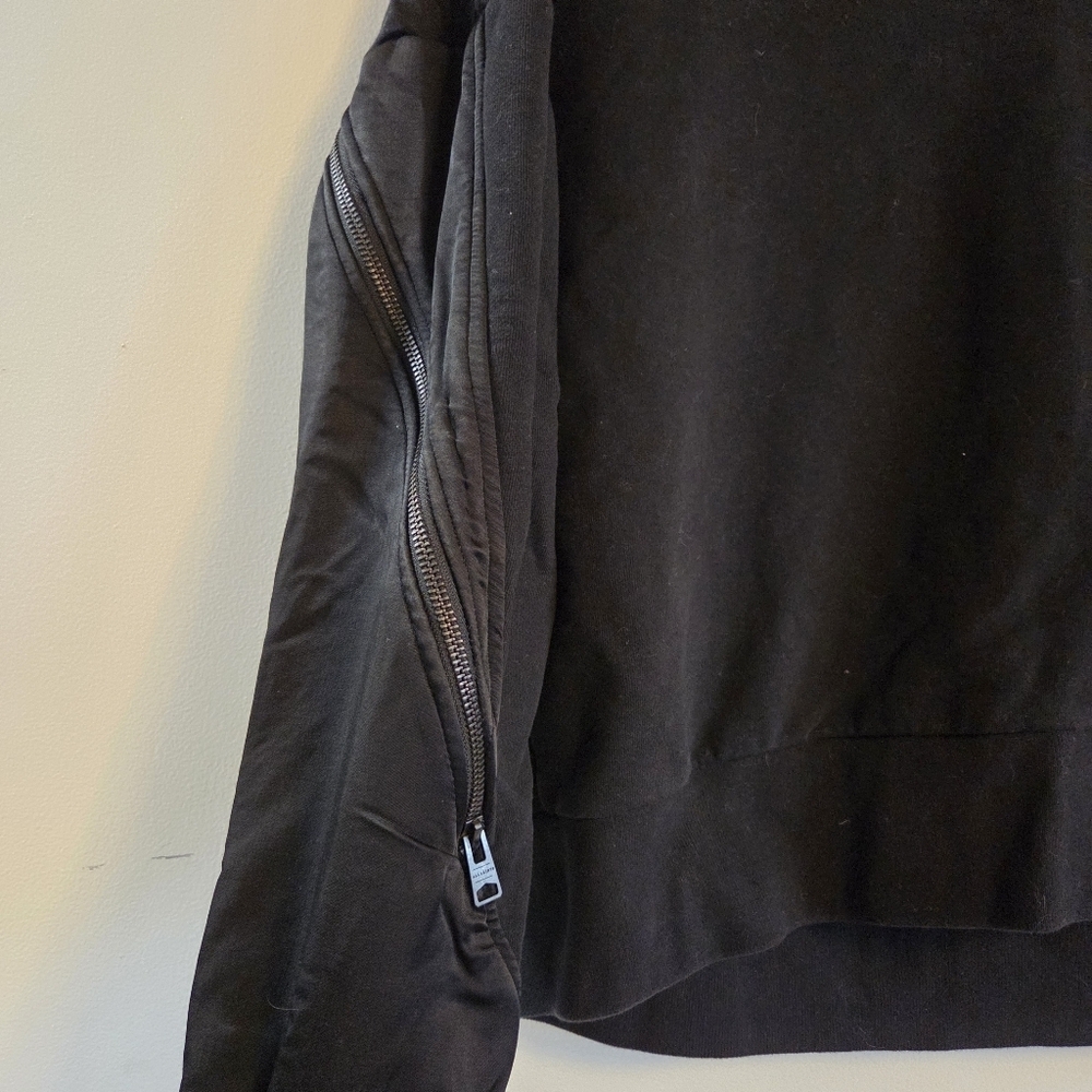 ALLSAINTS Peggy Zip Black Slouch Sleeve Relaxed Fit Sweatshirt Medium - Picture 5 of 11